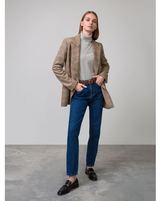 Женские прямые джинсы на высокой посадке синие от byME  Женские прямые джинсы на высокой посадке синие от byME