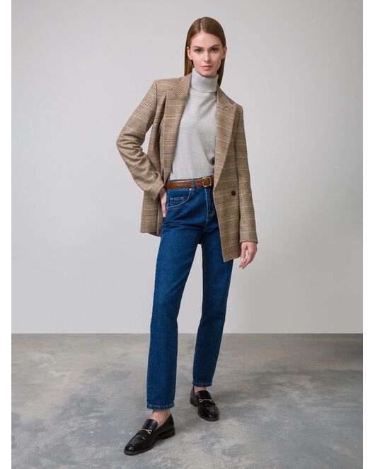 Женские прямые джинсы на высокой посадке синие от byME  Женские прямые джинсы на высокой посадке синие от byME