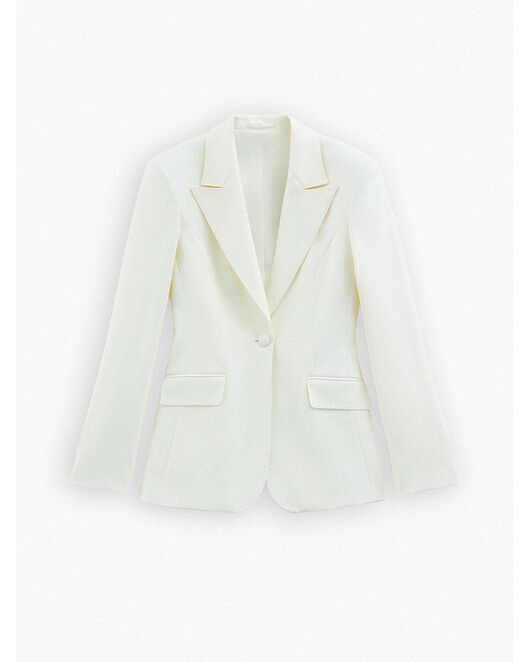 Женский приталенный пиджак на одной пуговице экрю от ByME 