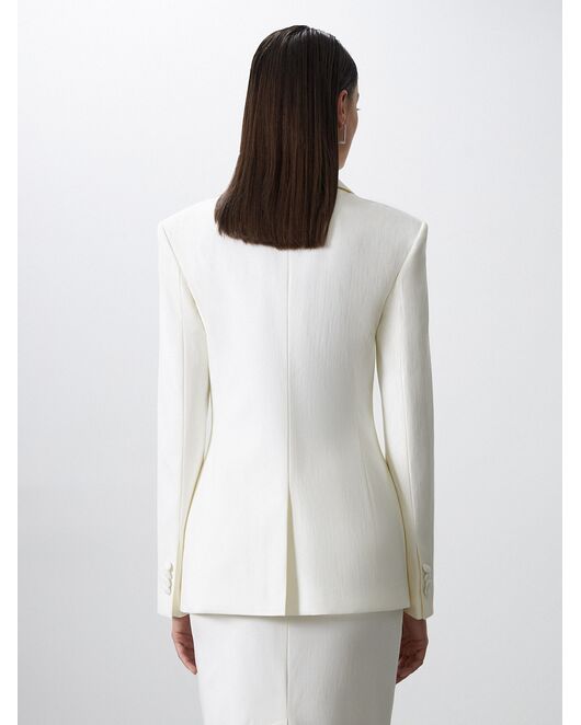 Женский приталенный пиджак на одной пуговице экрю от ByME 