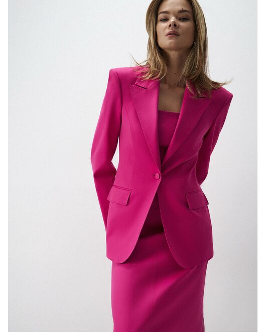 Женский приталенный пиджак на одной пуговице цикламен от byME 