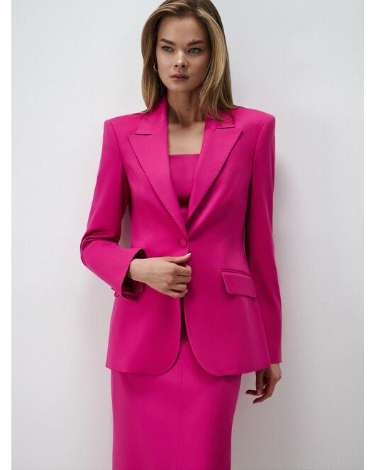 Женский приталенный пиджак на одной пуговице цикламен от byME 