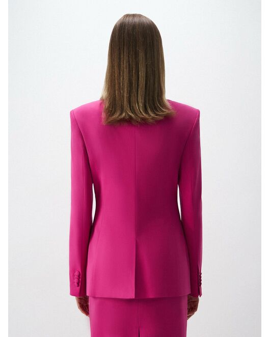 Женский приталенный пиджак на одной пуговице цикламен от byME 