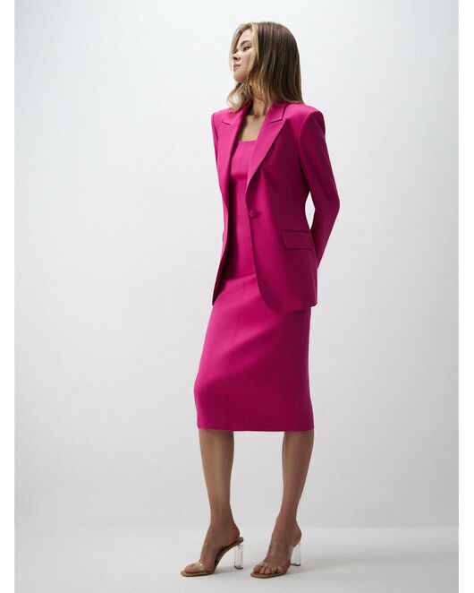 Женский приталенный пиджак на одной пуговице цикламен от byME 