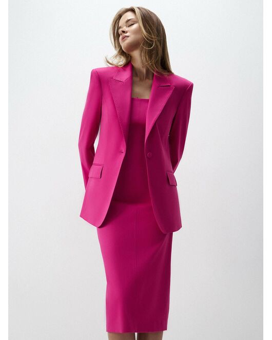 Женский приталенный пиджак на одной пуговице цикламен от byME 