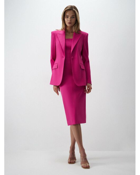 Женский приталенный пиджак на одной пуговице цикламен от byME 