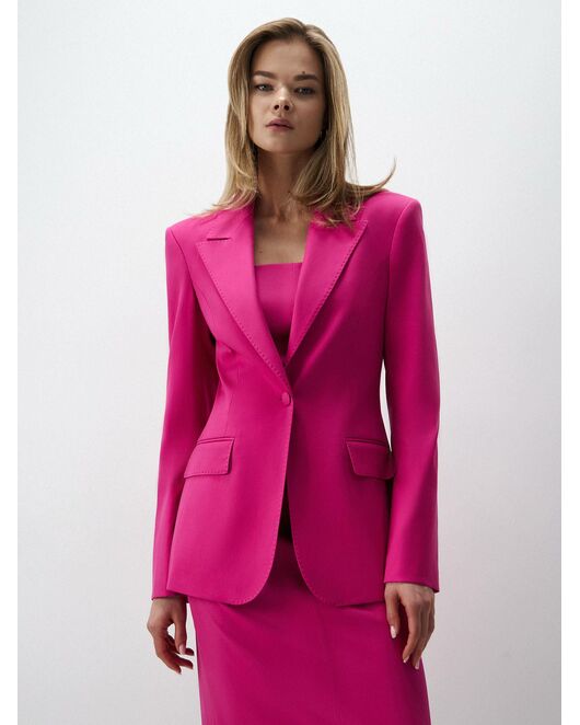 Женский приталенный пиджак на одной пуговице цикламен от byME 