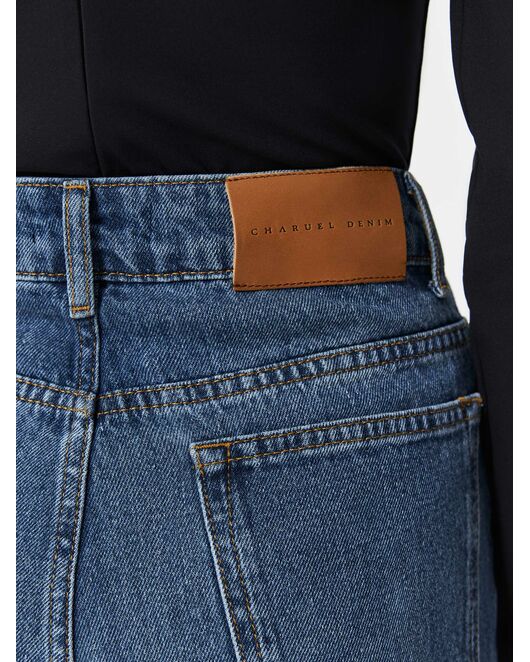 Женские прямые джинсы с эффектом потертости синие от byME 