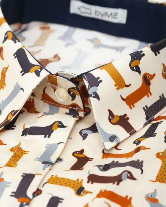 Женская рубашка под пуговицы с супатной застежкой полуприталенная с отделкой принт - 7949 от DoubleCuff 