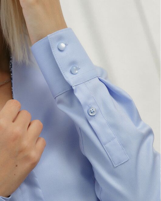 Женская рубашка воротник стойка под пуговицы с отделкой  - 8484 от byME 