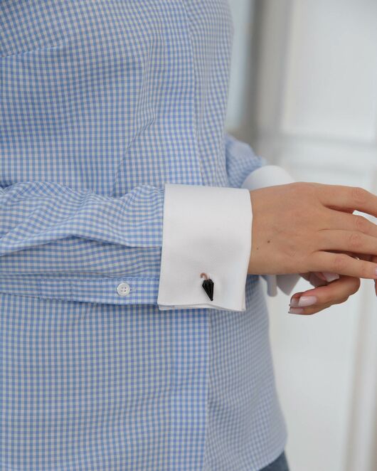 Женская рубашка под запонку голубая - 8488 от ByME 