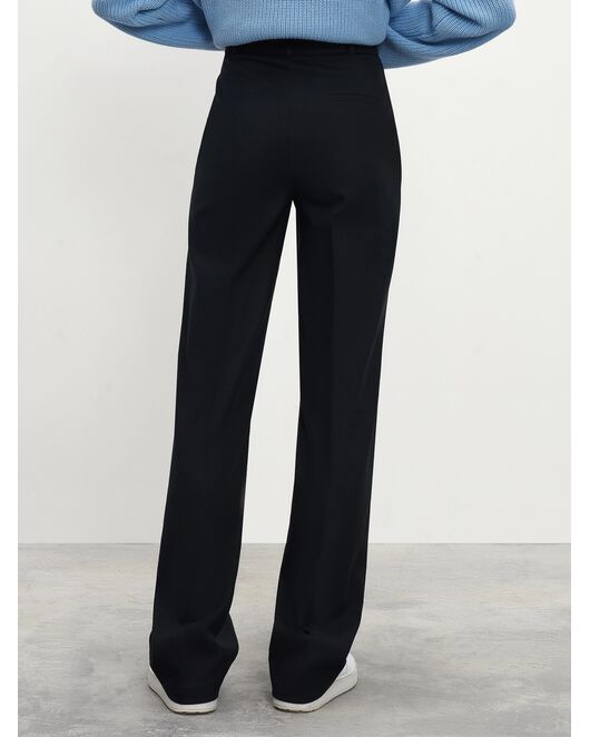 Брюки женские прямого кроя из костюмной ткани цвет нави от byME 