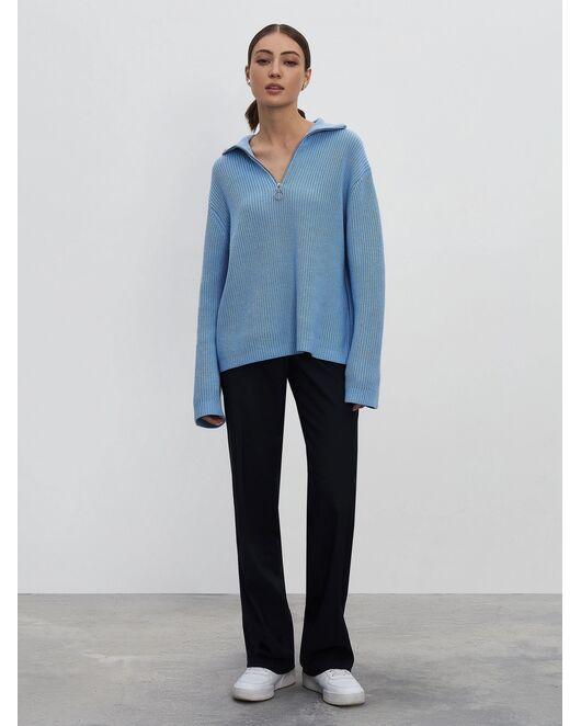 Брюки женские прямого кроя из костюмной ткани цвет нави от byME 