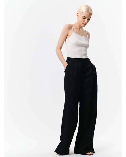 Широкие брюки с хлястиками черный от byME 