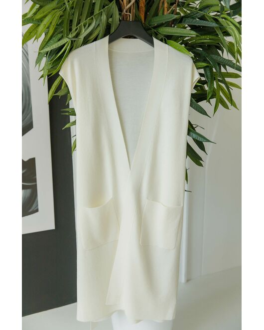 Кардиган из шерсти мериноса тонкой вязки белый от byME 