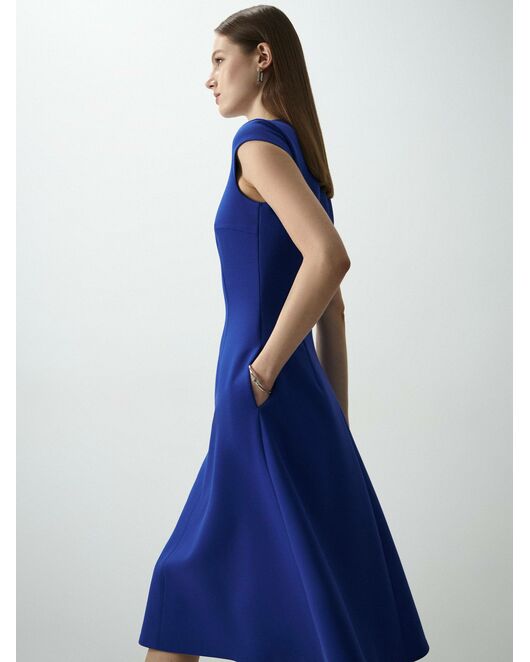 Платье-миди с карманами синее от ByME 