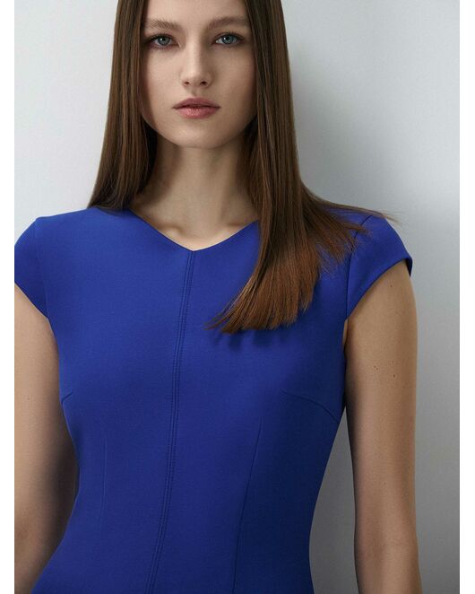 Платье-миди с карманами синее от ByME 