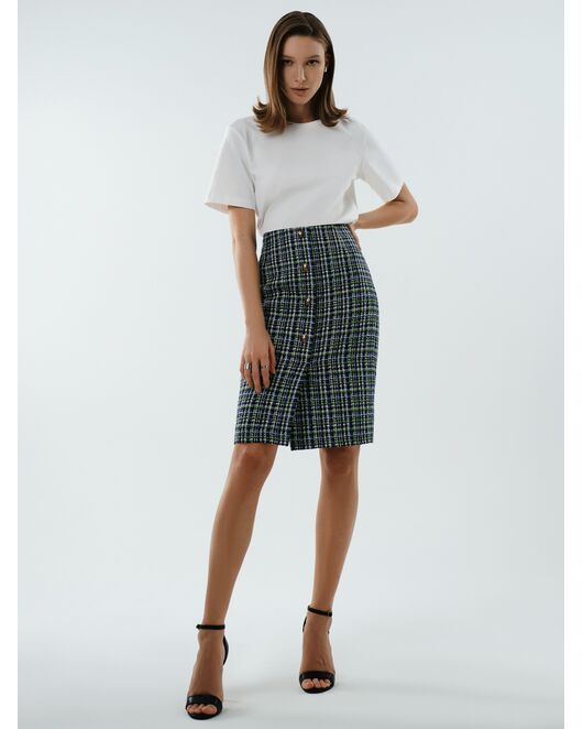 Клетчатая юбка из твида от byME  Клетчатая юбка из твида от byME