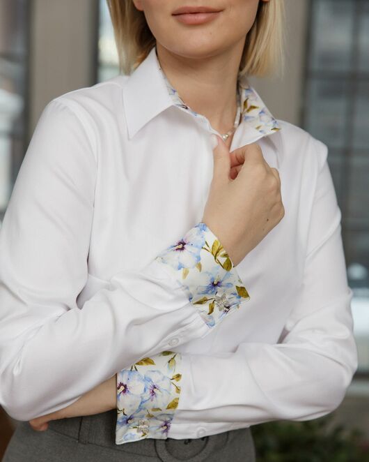 Женская рубашка под запонку из фактурной ткани с отделкой Non-Iron - 8459N от byME 