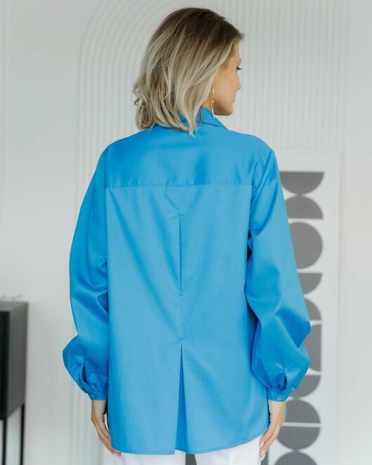 Женская рубашка на запа́х с поясом бирюзовая - 8495 от ByME 