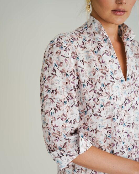 Женская рубашка воротник стойка удлиненная рукав 3/4 - 8528 от byME 