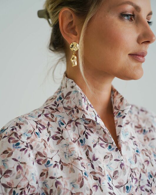 Женская рубашка воротник стойка удлиненная рукав 3/4 - 8528 от byME 