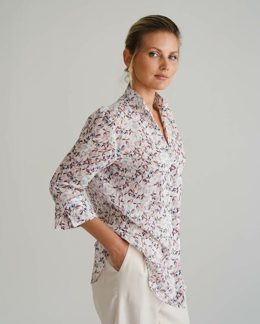 Женская рубашка воротник стойка удлиненная рукав 3/4 - 8528 от byME 