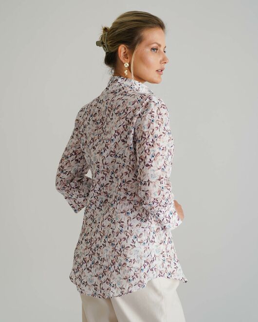 Женская рубашка воротник стойка удлиненная рукав 3/4 - 8528 от byME 