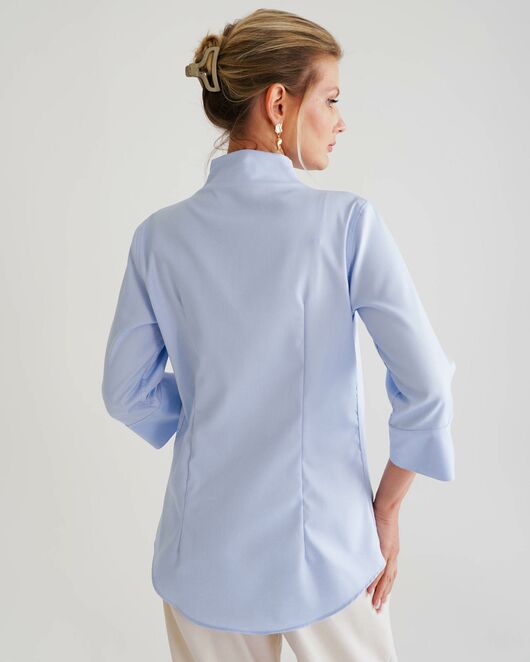 Женская рубашка воротник стойка удлиненная рукав 3/4 - 8530 от  