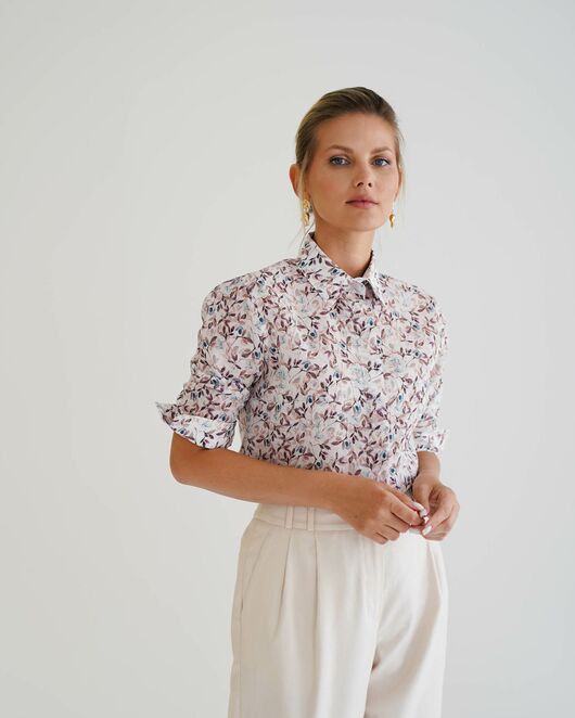 Женская рубашка с рукавом 3/4 с принтом листики 8533 от byME 