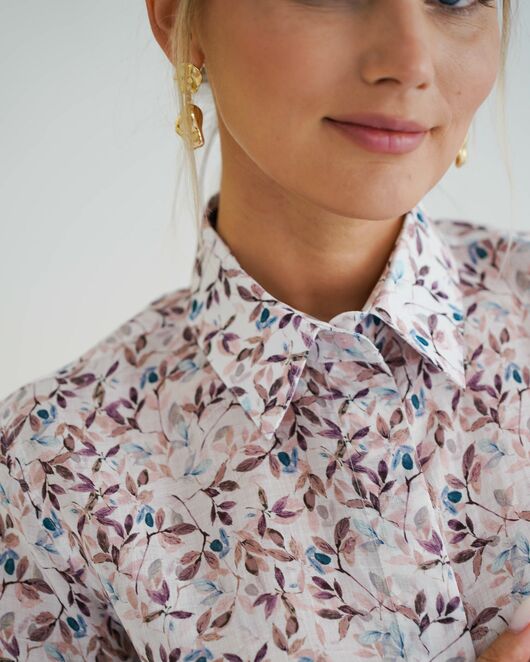 Женская рубашка с рукавом 3/4 с принтом листики 8533 от byME 