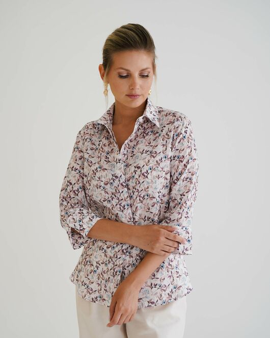 Женская рубашка с рукавом 3/4 с принтом листики 8533 от byME 
