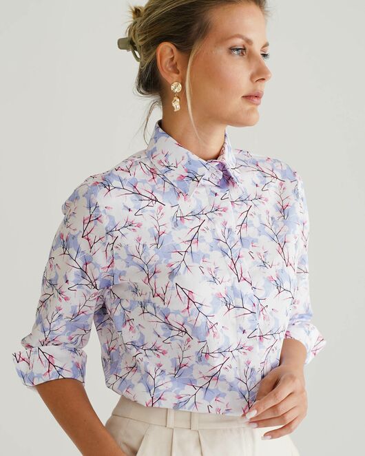 Женская рубашка с рукавом 3/4 принт зимние деревья - 8537 от byME  Женская рубашка с рукавом 3/4 принт зимние деревья - 8537 от byME
