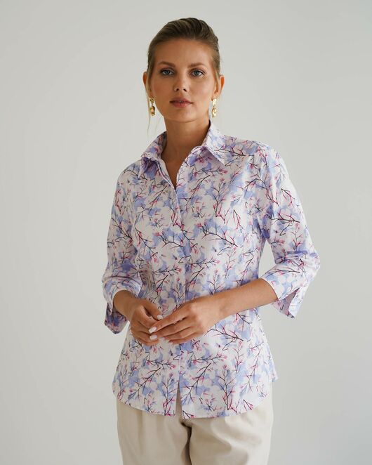 Женская рубашка с рукавом 3/4 принт зимние деревья - 8537 от byME  Женская рубашка с рукавом 3/4 принт зимние деревья - 8537 от byME