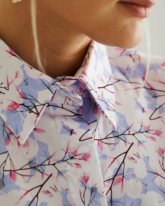 Женская рубашка с рукавом 3/4 принт зимние деревья - 8537 от byME  Женская рубашка с рукавом 3/4 принт зимние деревья - 8537 от byME