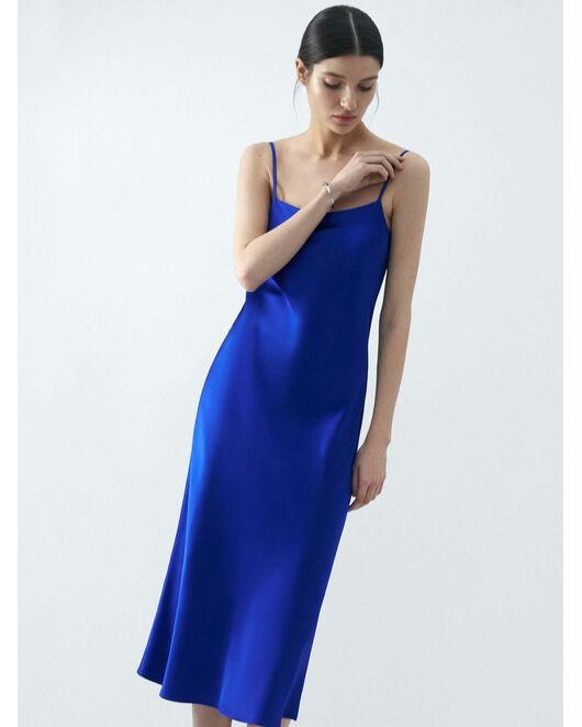 Платье-комбинация из искусственного шелка синий от ByME 