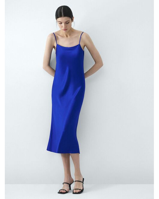 Платье-комбинация из искусственного шелка синий от ByME 