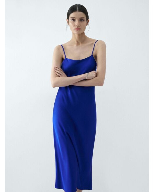 Платье-комбинация из искусственного шелка синий от ByME 