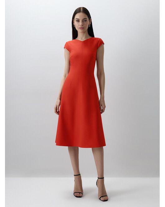 Платье-миди с карманами оранжевое от byME 