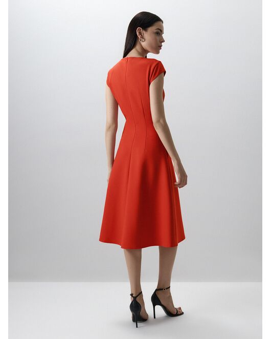 Платье-миди с карманами оранжевое от byME 