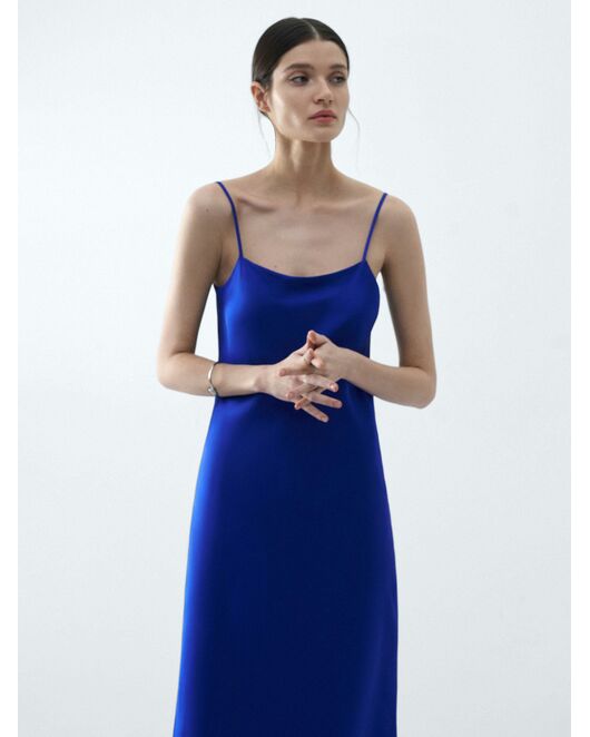 Платье-комбинация из искусственного шелка синий от ByME 