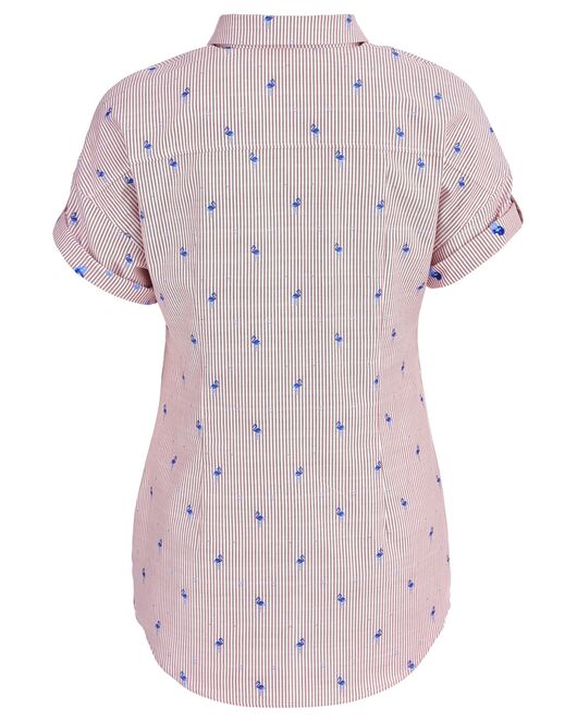 Женская рубашка оверсайз с вышивкой фламинго удлиненная - 7277 от DoubleCuff 