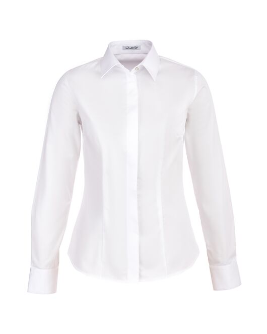 Женская рубашка под пуговицы белая хлопок эластан - 7284 от DoubleCuff 