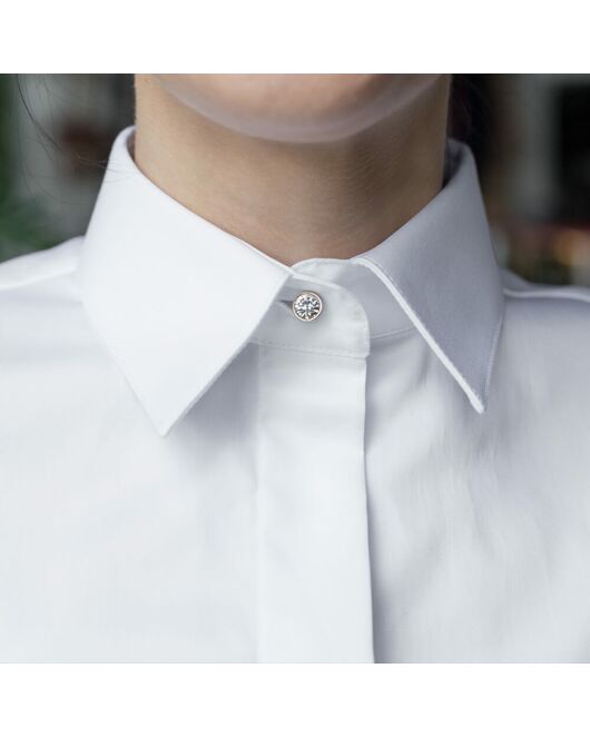 Женская рубашка под пуговицы белая хлопок эластан - 7284 от DoubleCuff 