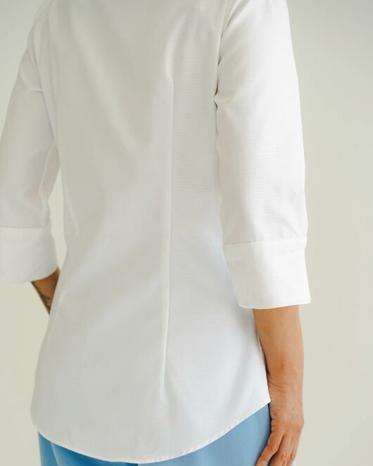 Женская рубашка из хлопка воротник стойка удлиненная рукав 3/4 - 8510 от byME 
