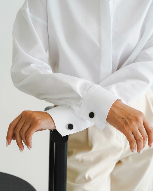 Женская рубашка оверсайз белая - 8539 от byME  Женская рубашка оверсайз белая - 8539 от byME