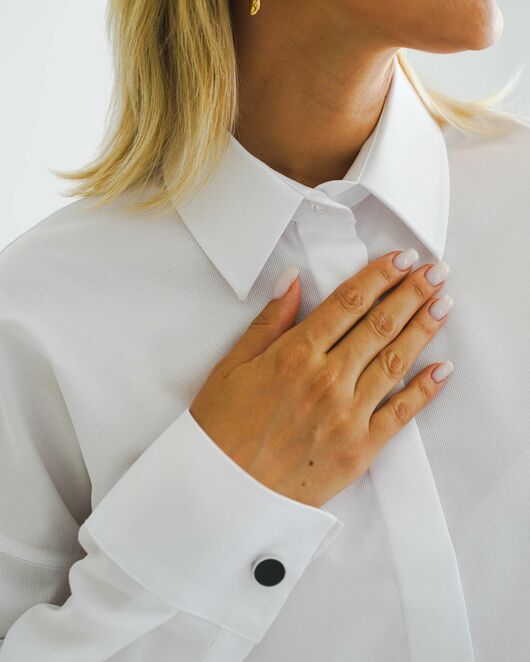 Женская рубашка оверсайз белая - 8539 от byME  Женская рубашка оверсайз белая - 8539 от byME