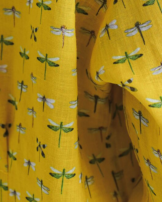 Женская рубашка из крапивы с универсальным манжетом стрекозы на жёлтом фоне - 8543 от byME 