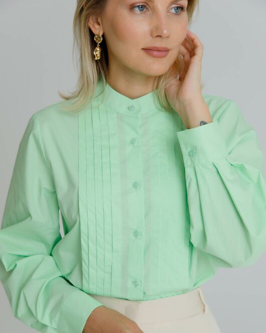 Рубашка женская с манишкой яблочная - 8566 от byME 