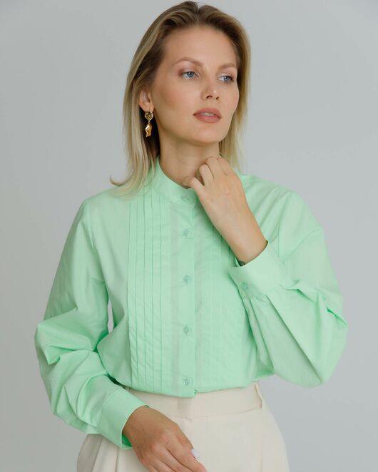 Рубашка женская с манишкой яблочная - 8566 от byME 